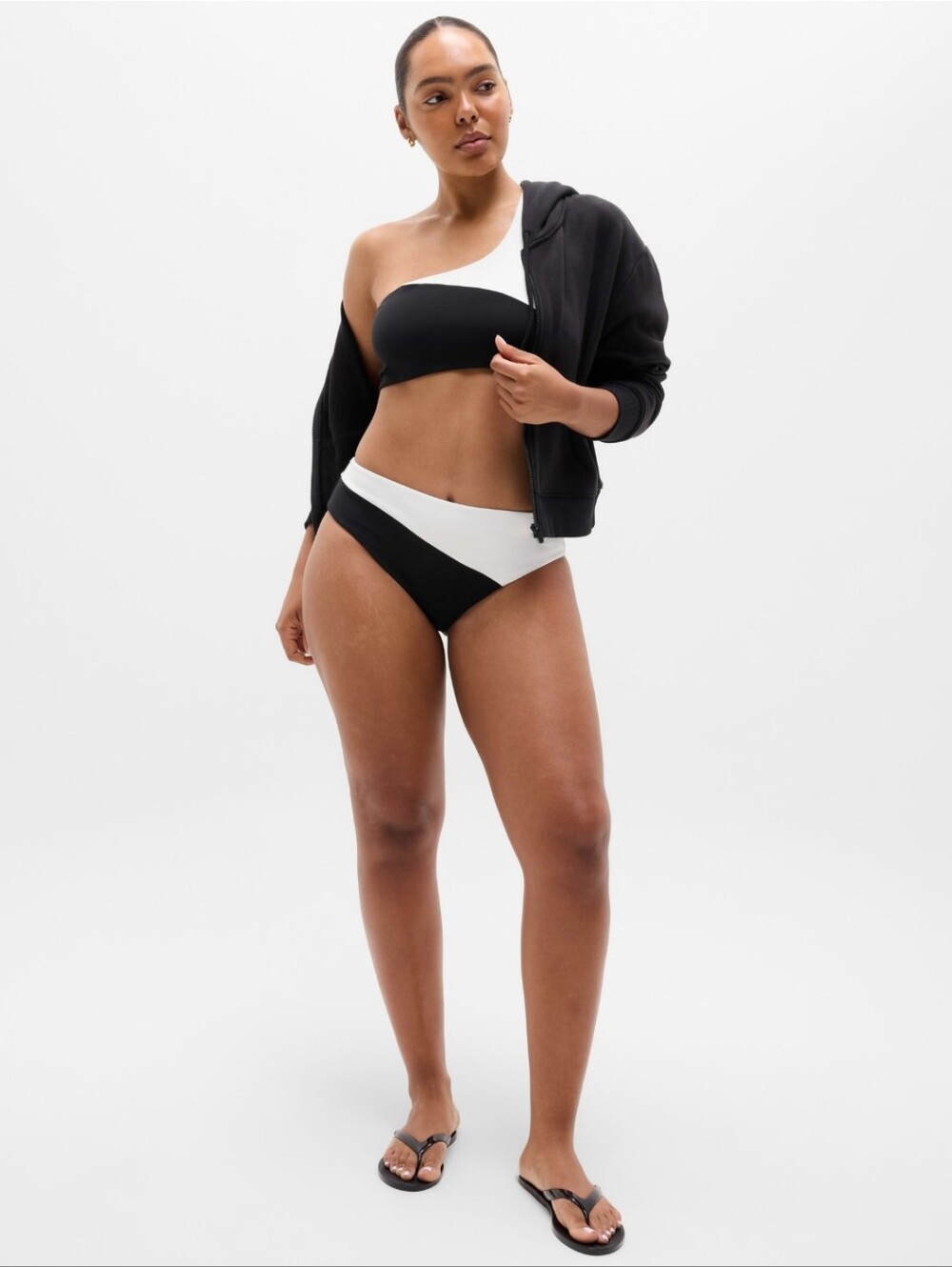 Athleta Black and White Colorblock Bikini Bottom